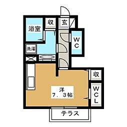 シュトラルヴェヌス 1階ワンルームの間取り