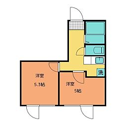 PLENDY西船橋 3階2Kの間取り