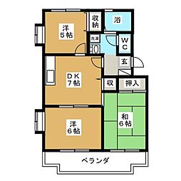 ドミトリー西船 3階3DKの間取り