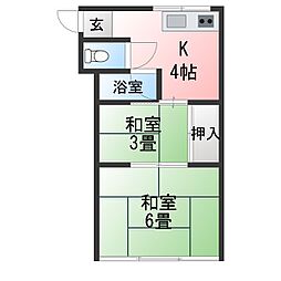 アイエスエイトクファーム 2DKの間取図画像