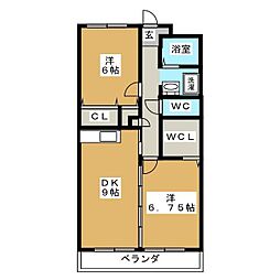 アビテコート 2DKの間取図画像