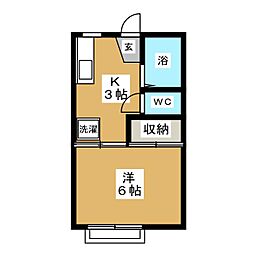フォーブルイシイB 1Kの間取図画像
