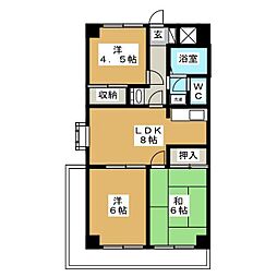 ハイブリッジソシア 3DKの間取図画像