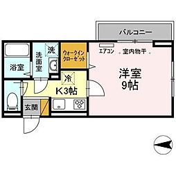 ベルフルール 1Kの間取図画像