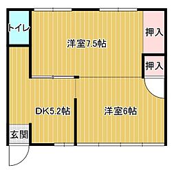 大山ビル 2DKの間取図画像