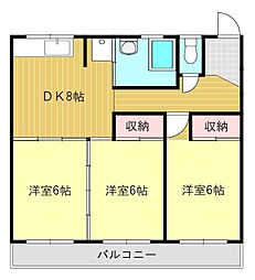 はるハイツ 3DKの間取図画像