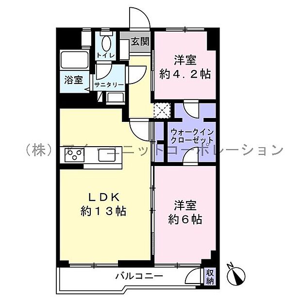 市川行徳住宅(2LDK) 1階の間取り