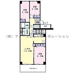 サニーハウス南行徳B棟 3LDKの間取図画像