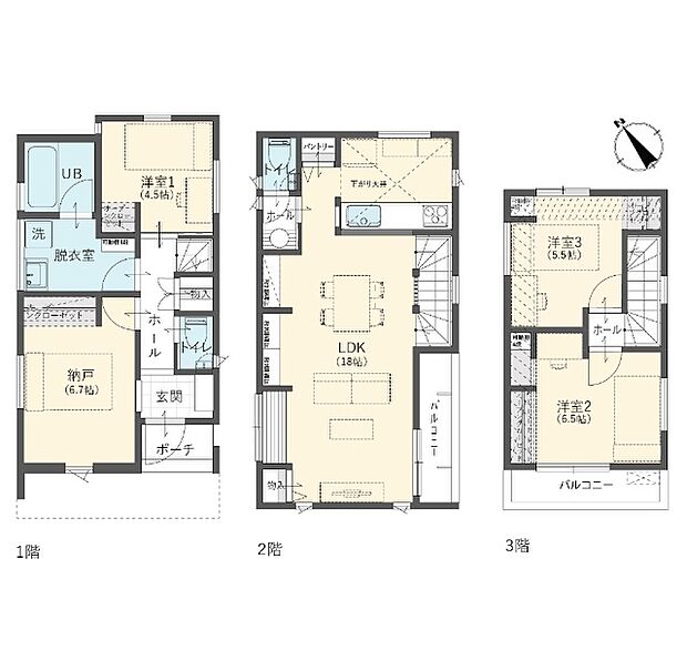 建物プラン例 建物価格1860万円、建物面積91.52?
