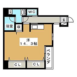 JR常磐線 北小金駅 徒歩3分の賃貸マンション 1階ワンルームの間取り