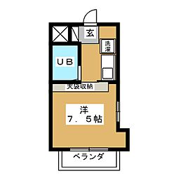 スカイパーク新松戸 4階ワンルームの間取り