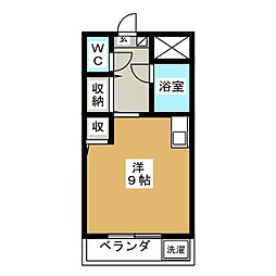 ジュネパレス新松戸第30 4階ワンルームの間取り