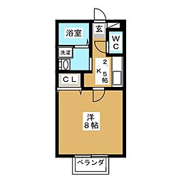 治郎衛門 2階1Kの間取り
