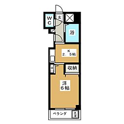 ジュネパレス新松戸第30 5階1Kの間取り