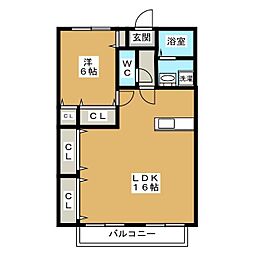 ルミエールモナリエ 1階1LDKの間取り