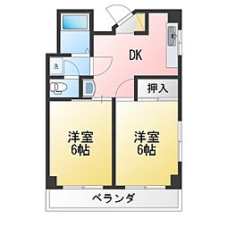 メゾン北小金 2DKの間取図画像