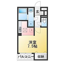 アプローズ馬橋 1Kの間取図画像