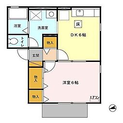パティオ新松戸 1DKの間取図画像