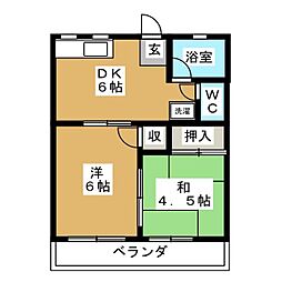 ハイツエミネンス 2DKの間取図画像