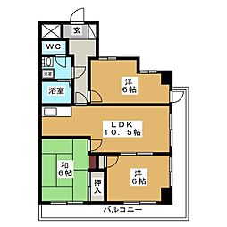 クオリティ・ダイカン 3LDKの間取図画像