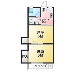 内山マンション 2Kの間取図画像