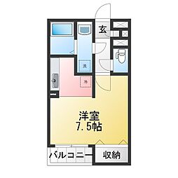 アプローズ馬橋 1Kの間取図画像