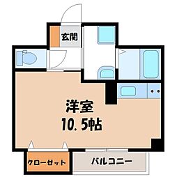 宇都宮芳賀ライトレール線 東宿郷駅 徒歩8分の賃貸マンション 7階ワンルームの間取り