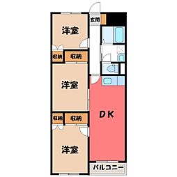 JR東北新幹線 小山駅 徒歩11分の賃貸マンション 4階3DKの間取り