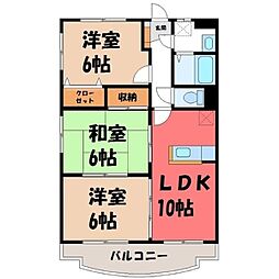 JR東北新幹線 宇都宮駅 バス11分 御幸ヶ原南下車 徒歩4分の賃貸マンション 2階3LDKの間取り