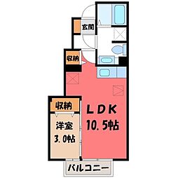 リベルテC 1LDKの間取図画像