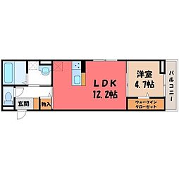 エルミネット 1LDKの間取図画像