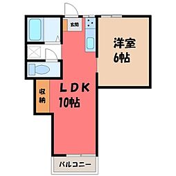 ビレッジ旭ケ丘 1LDKの間取図画像