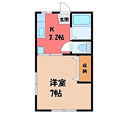 プランドール鶴田 1Kの間取図画像