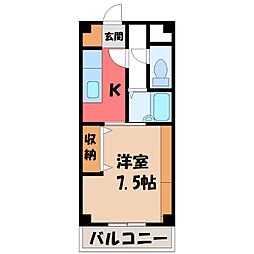 ハイツわかば 1Kの間取図画像