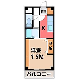 ハイツわかば 1Kの間取図画像