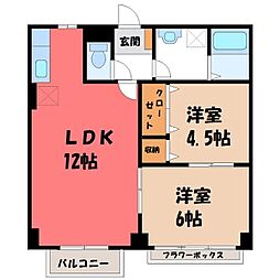 コーポJトップス 2LDKの間取図画像