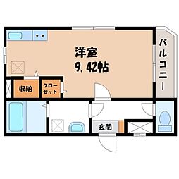 ブリーズヴィル ワンルームの間取図画像