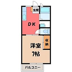 サンライフタウンB 1DKの間取図画像