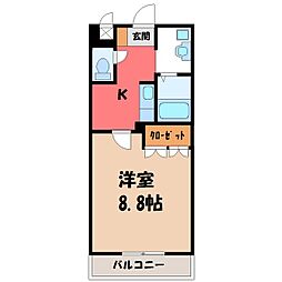 フェアリールージュA 1Kの間取図画像