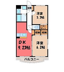 Y&Mファーストステージ 2DKの間取図画像