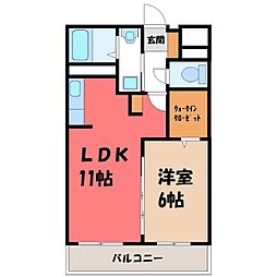 ムゲンハイツ下戸祭 1LDKの間取図画像