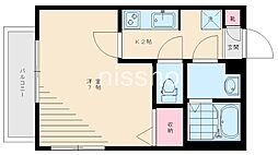 ミモーサコート 1Kの間取図画像