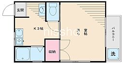 セ・ラッスレル 1Kの間取図画像
