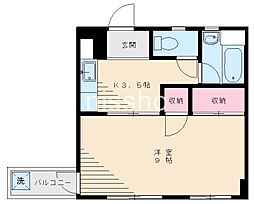 第二百萬石マンション 1Kの間取図画像