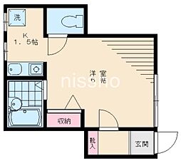 クレイドル三宿 1Kの間取図画像