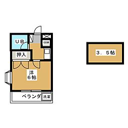 オリーブ 2階1Kの間取り