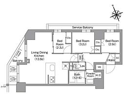 コンフォリア東葛西 3階3LDKの間取り