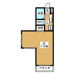 ラクダ 4階1Kの間取り