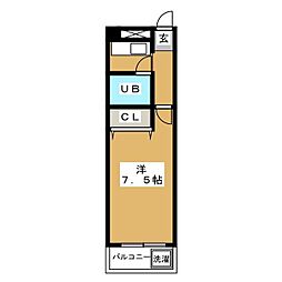 グランシャルム葛西 11階1Kの間取り
