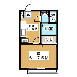 プルミエ 1階1Kの間取り